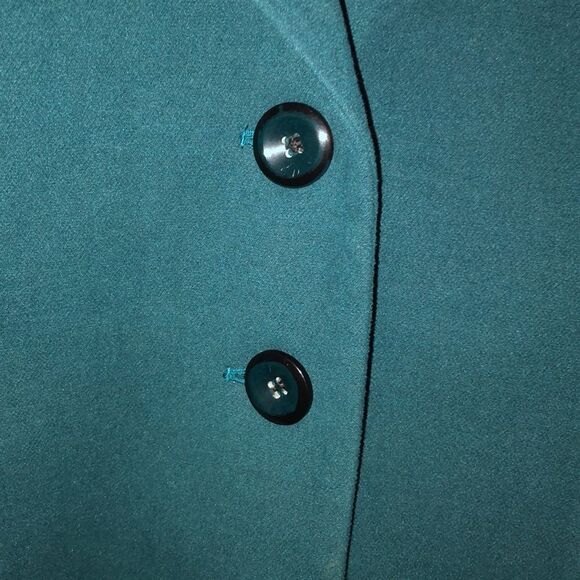 XXL Two Button Front Collared Teal Pea Coat - Picture 5 of 10